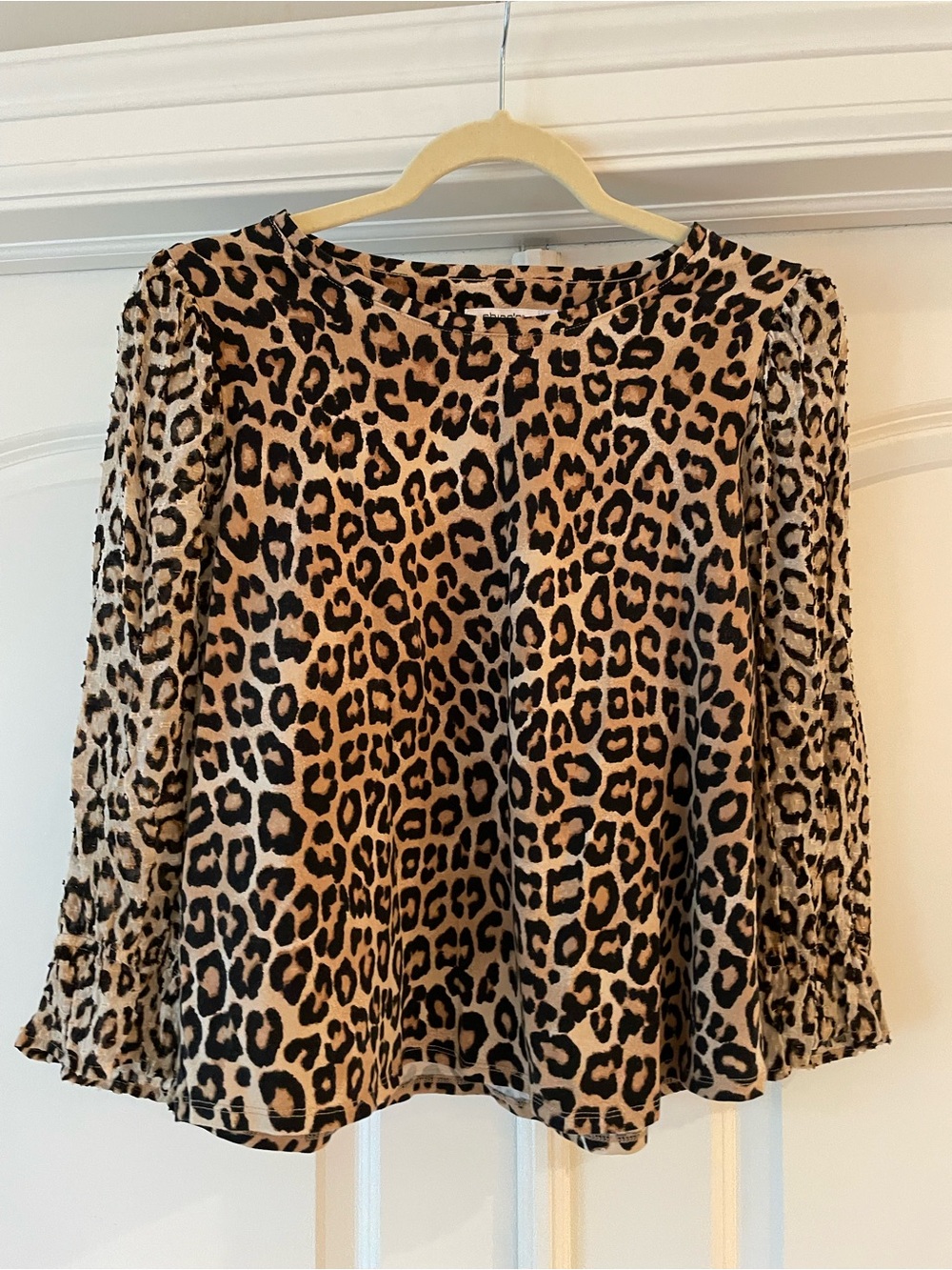 Chico's Leopard Print Long-Sleeve Blouse in Tan and Black